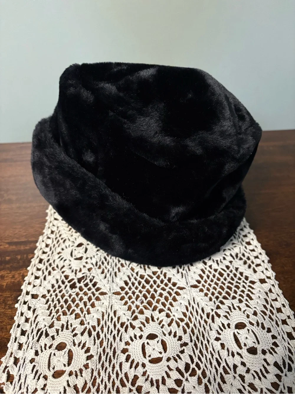 Women's Black Faux Fur Bucket Hat - Luxe Plush Winter Accessory